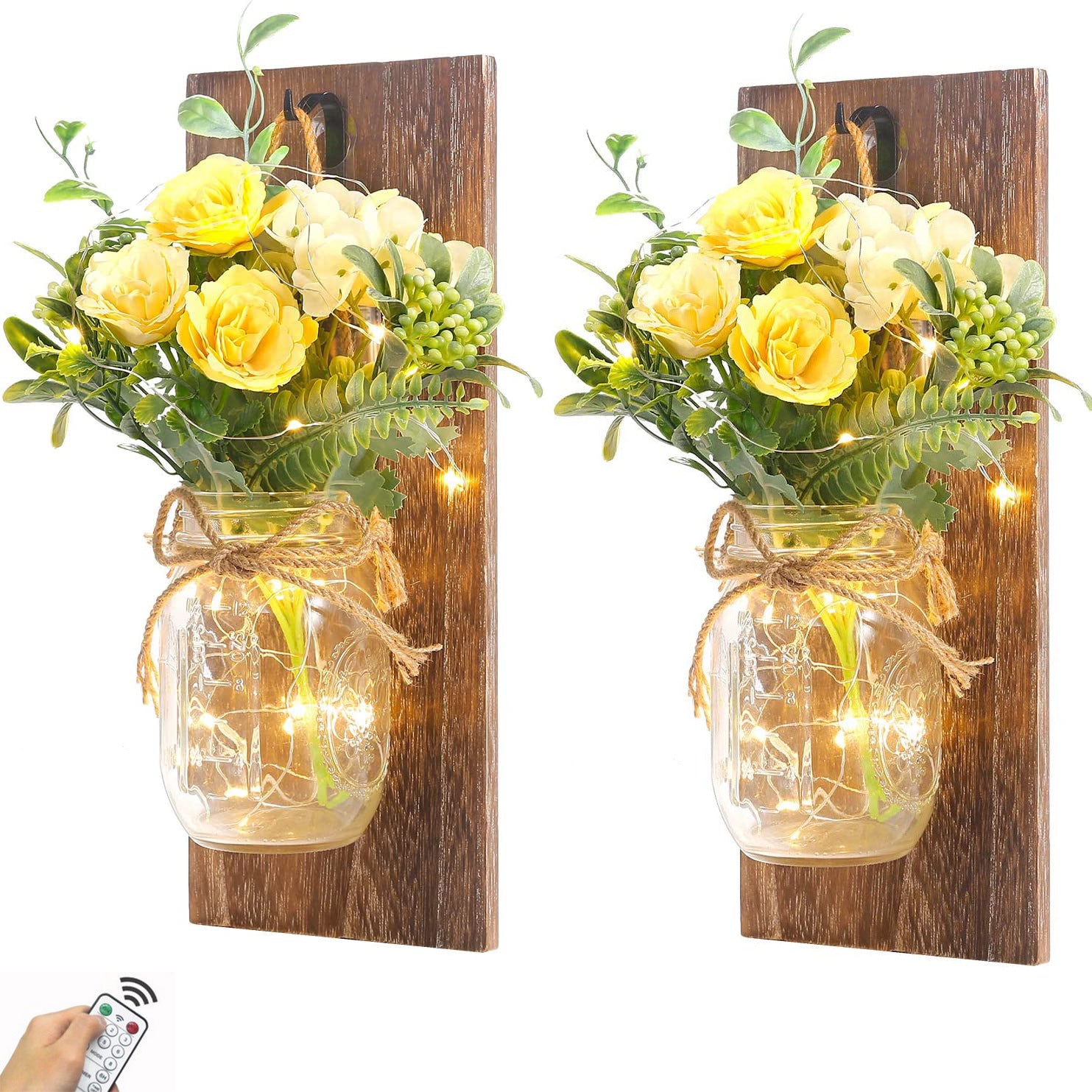 Mason Flower Wall Lamp Decoration