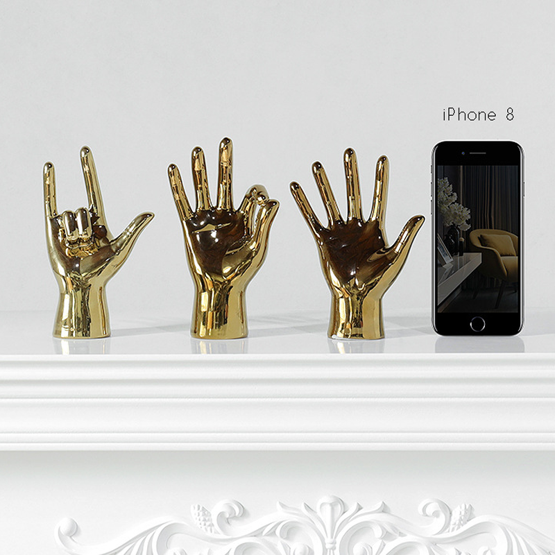 Gold Hand & Finger Gesture Figurine -  Gold Ornament Modern Home Decoration