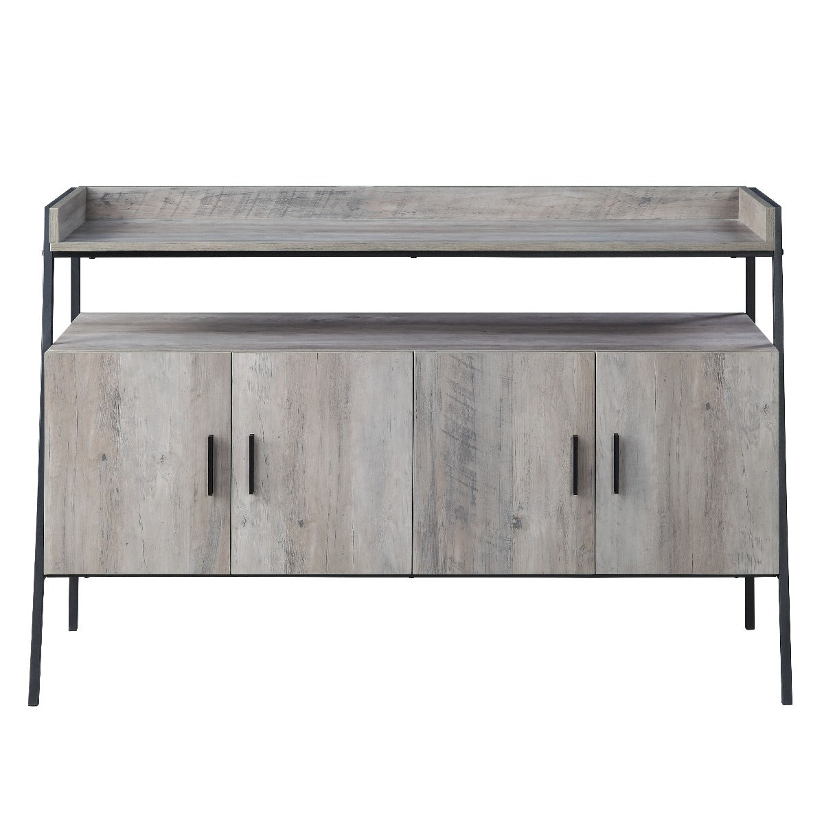 TV Stand , Gray Oak & Black Finish