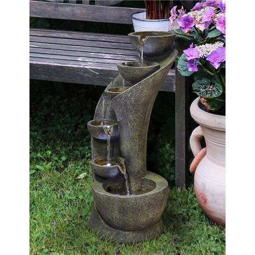 23.5inches Outdoor Water Fountain with LED Light for Outdoor Space or Indoor Decor