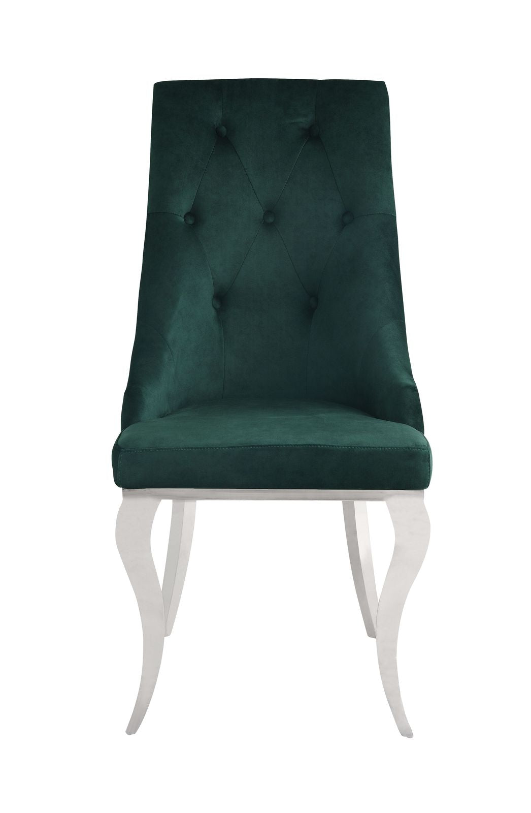 Dekel Side Chair (Set-2), Green Fabric & Stainless Steel 70142