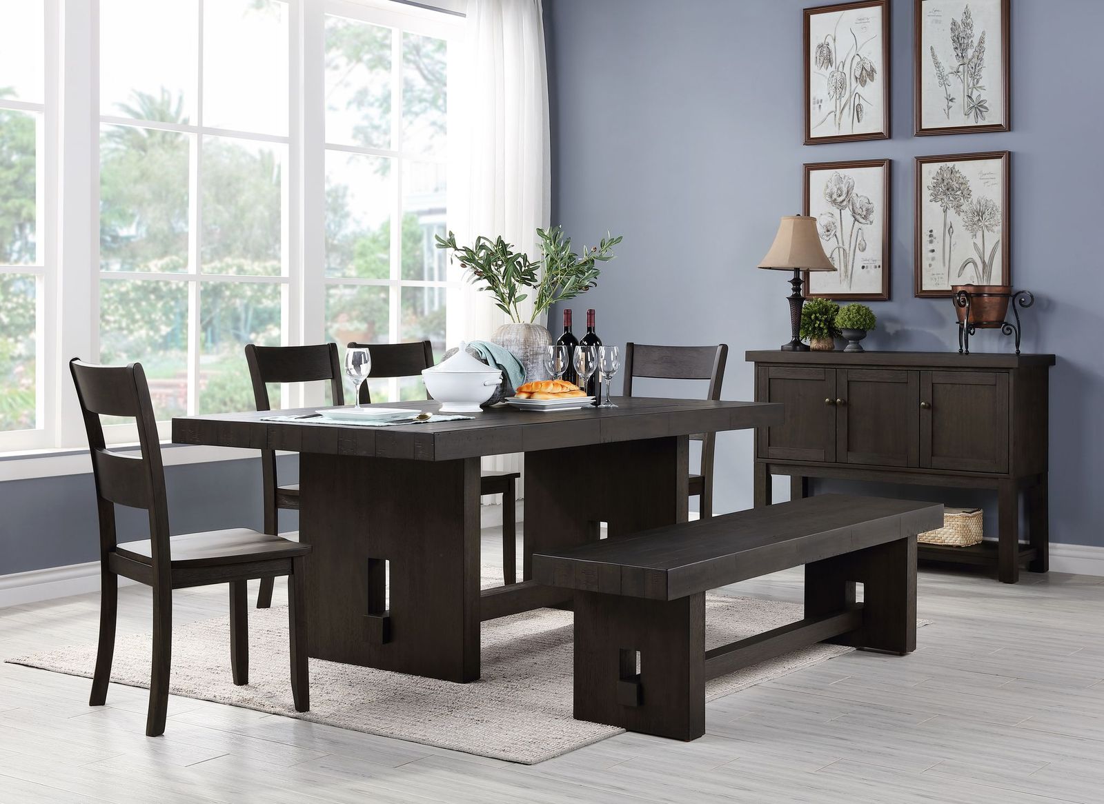 Haddie Dining Table, Distressed Walnut (1Set/2Ctn) 72210