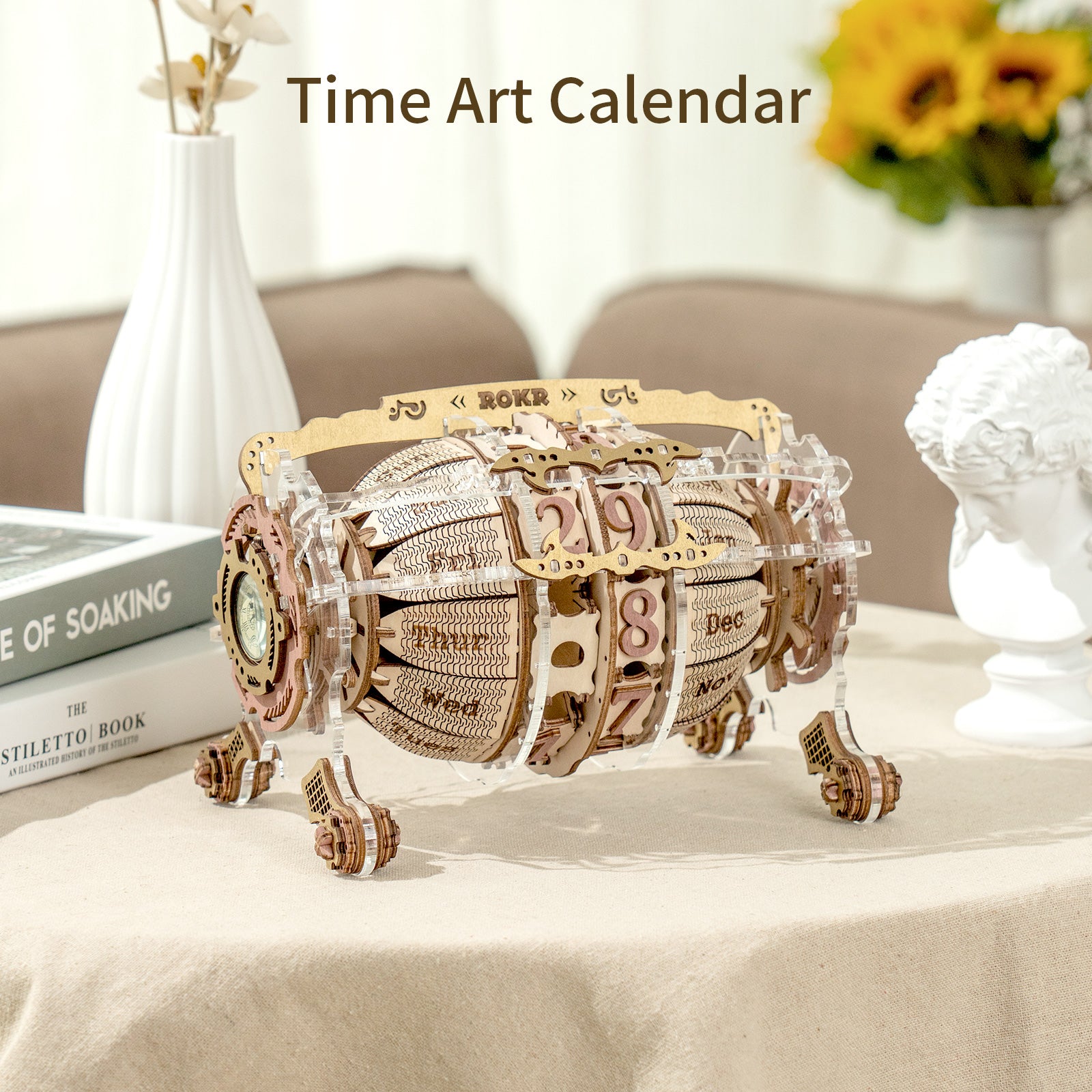 Robotime ROKR Zodiac Wall Clock 3d Wooden Puzzle Model Building Gifts for Gifts