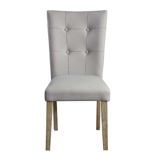 Side Chair (Set-2) in Gary PU & Oak Finish