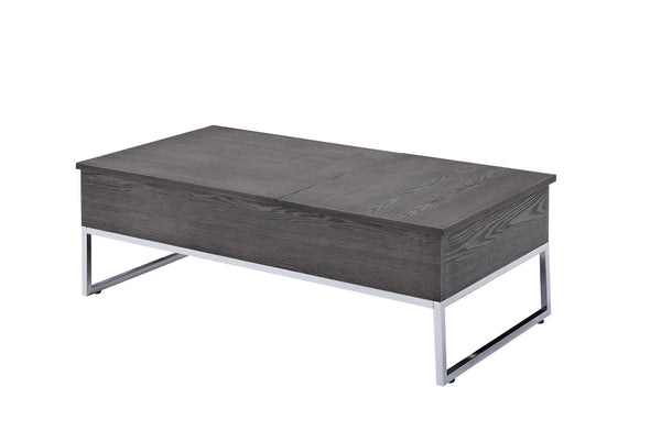 Iban - Coffee Table w/Lift Top, Gray Oak  Chrome 81170