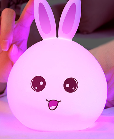 Cute Night Light Animal Rabbit Night lamps Touch Sensor Silicone LED Colorful Lights