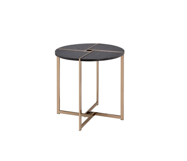 Bromia End Table, Black & Champagne 83007