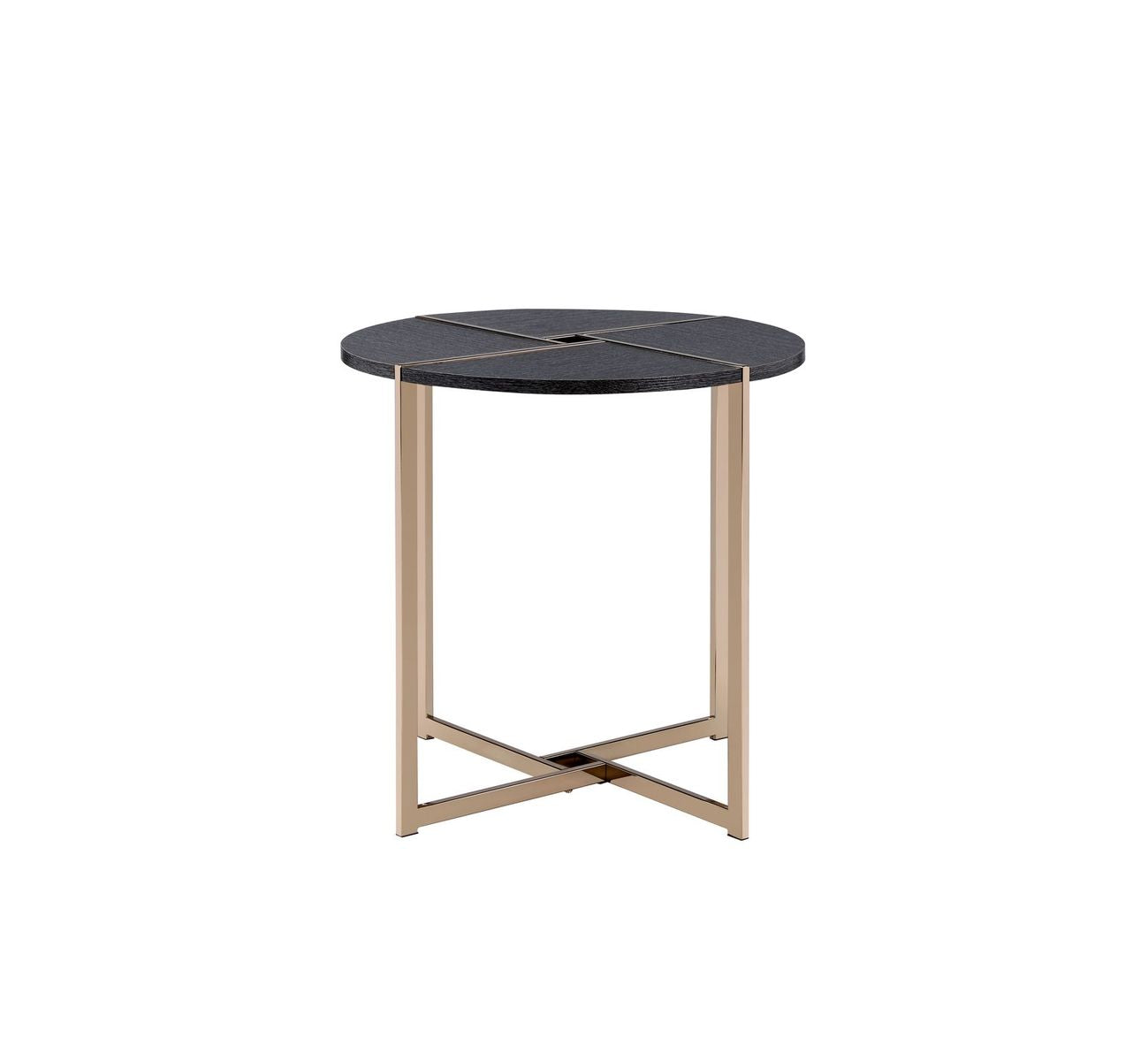 Bromia End Table, Black & Champagne 83007