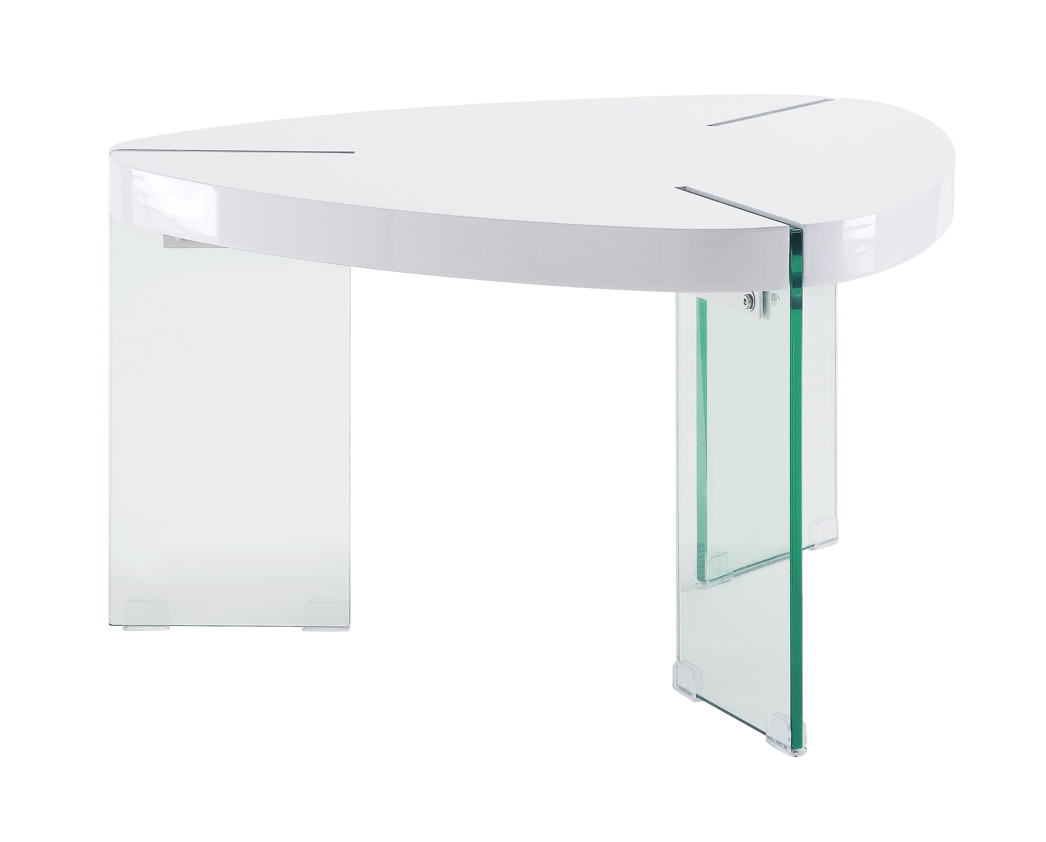 Noland Coffee Table, White High Gloss & Clear Glass (1Set/2Ctn) 84920