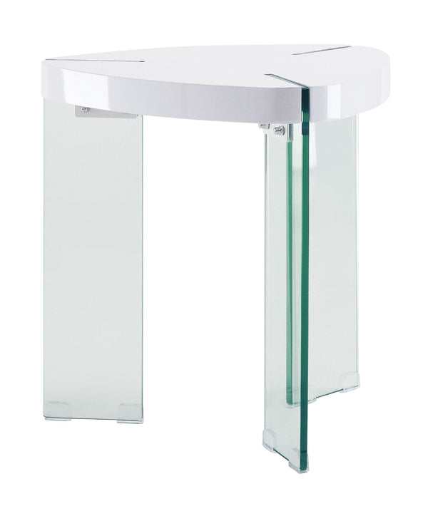 Noland End Table, White High Gloss & Clear Glass (1Set/2Ctn) 84922