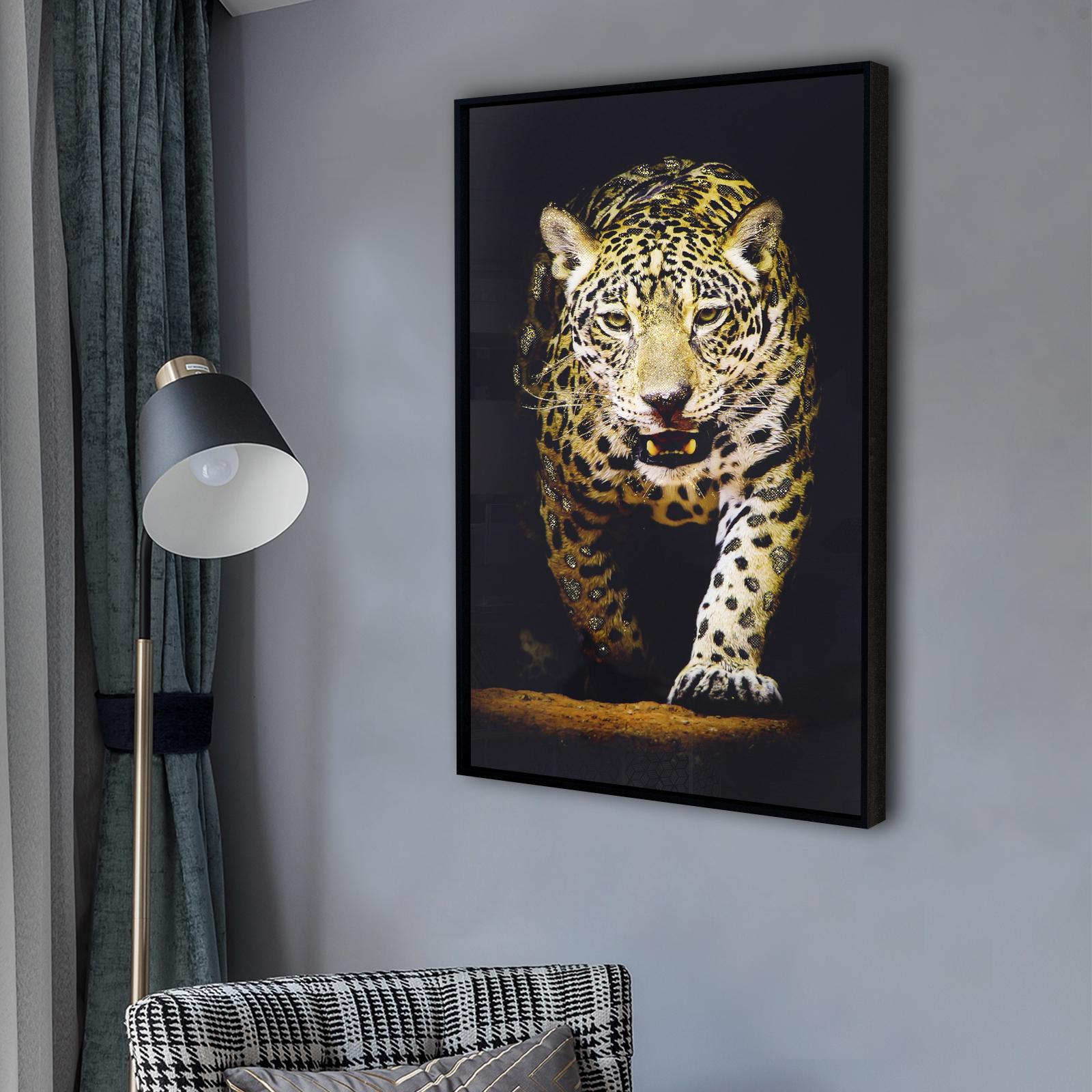 WA 1PC Tiger glass Wall Art Painting Modern Home Decor Wall Art Easy to install (W) 15.7''x24'' (H)