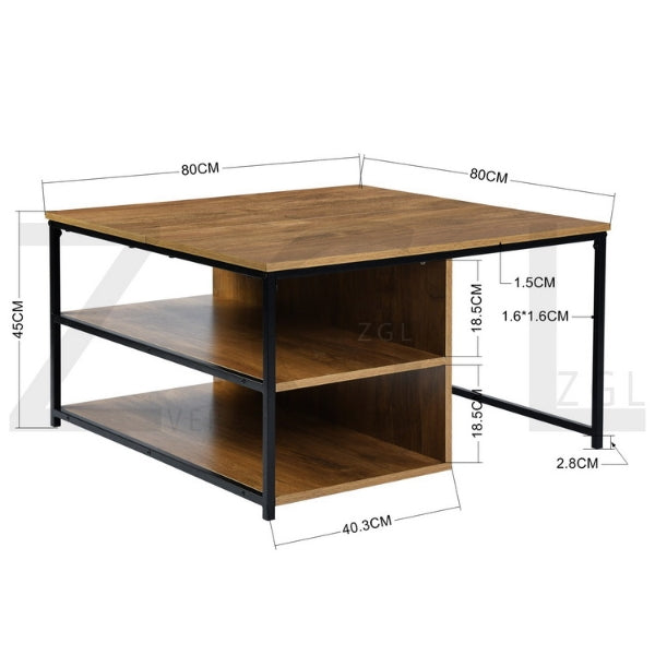 Wide Side Table with Double Storage