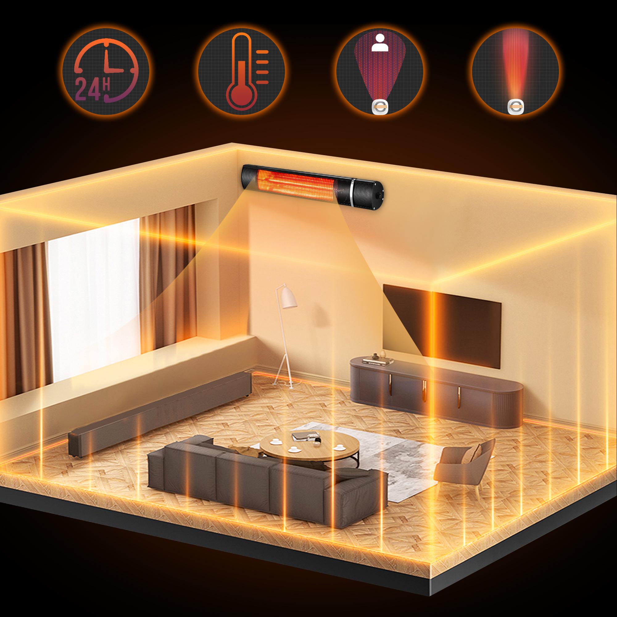 Wall-Mounted Patio Heater Electric Infrared Heater Indoor/Outdoor Heater Electric for Garage Backyar