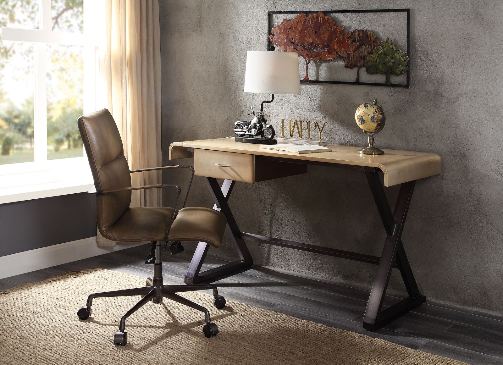 Danton Desk, Gold Aluminum 92424