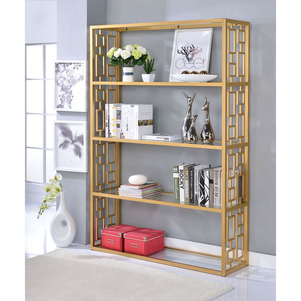 Blanrio Bookshelf in Gold & Clear Glass 92465