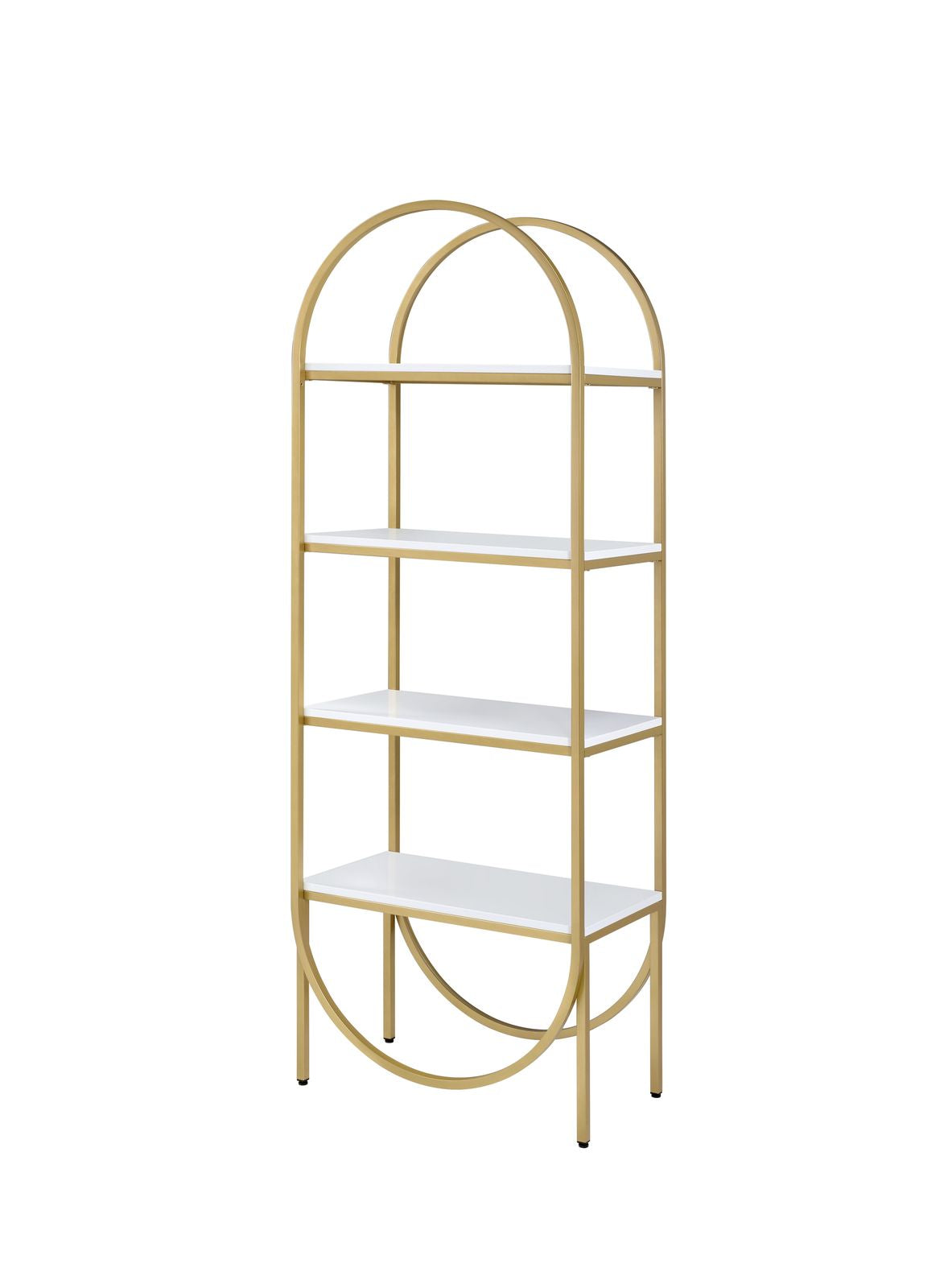 Lightmane Bookshelf, White High Gloss & Gold 92662