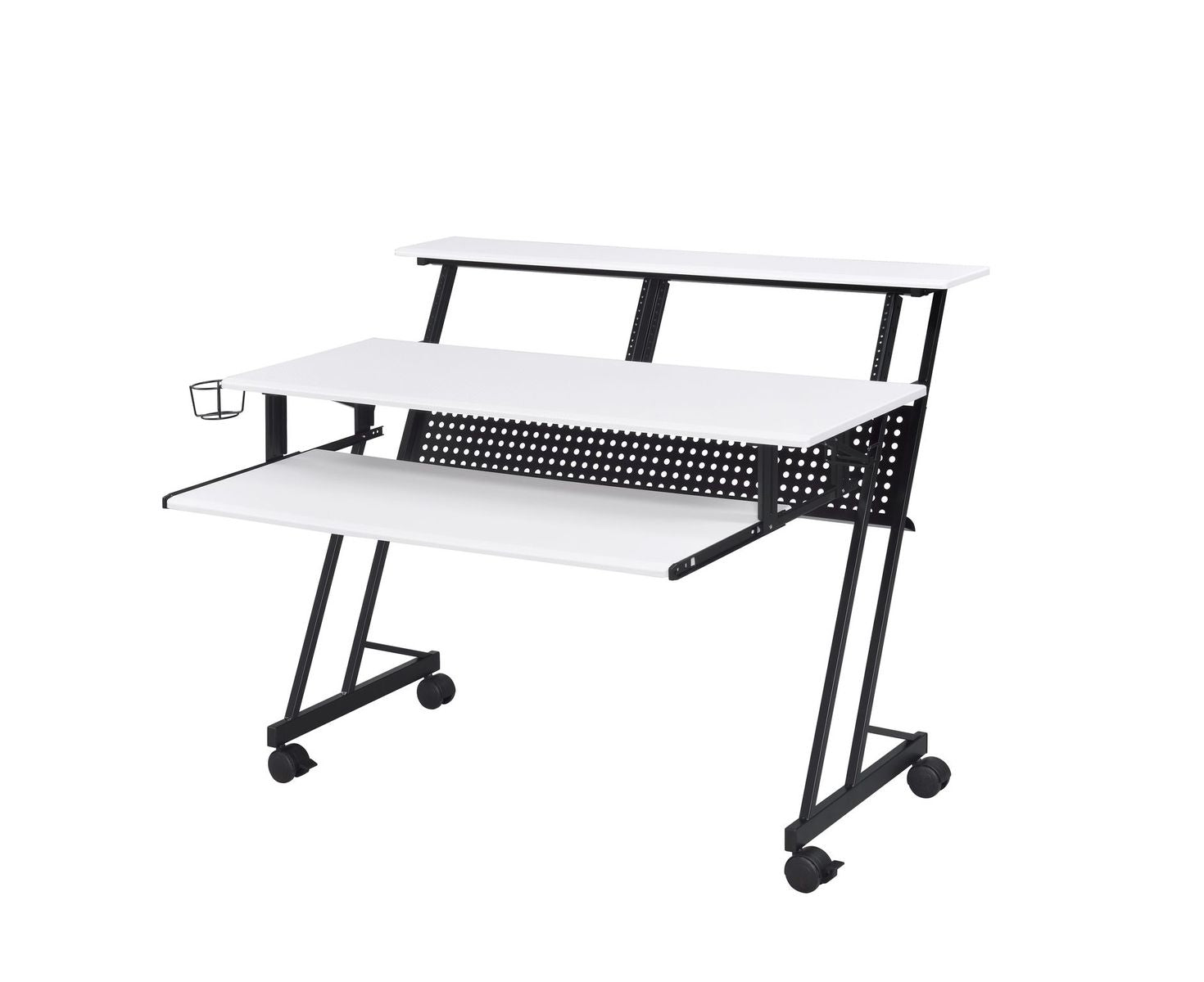 Suitor Computer Desk, White & Black 92902