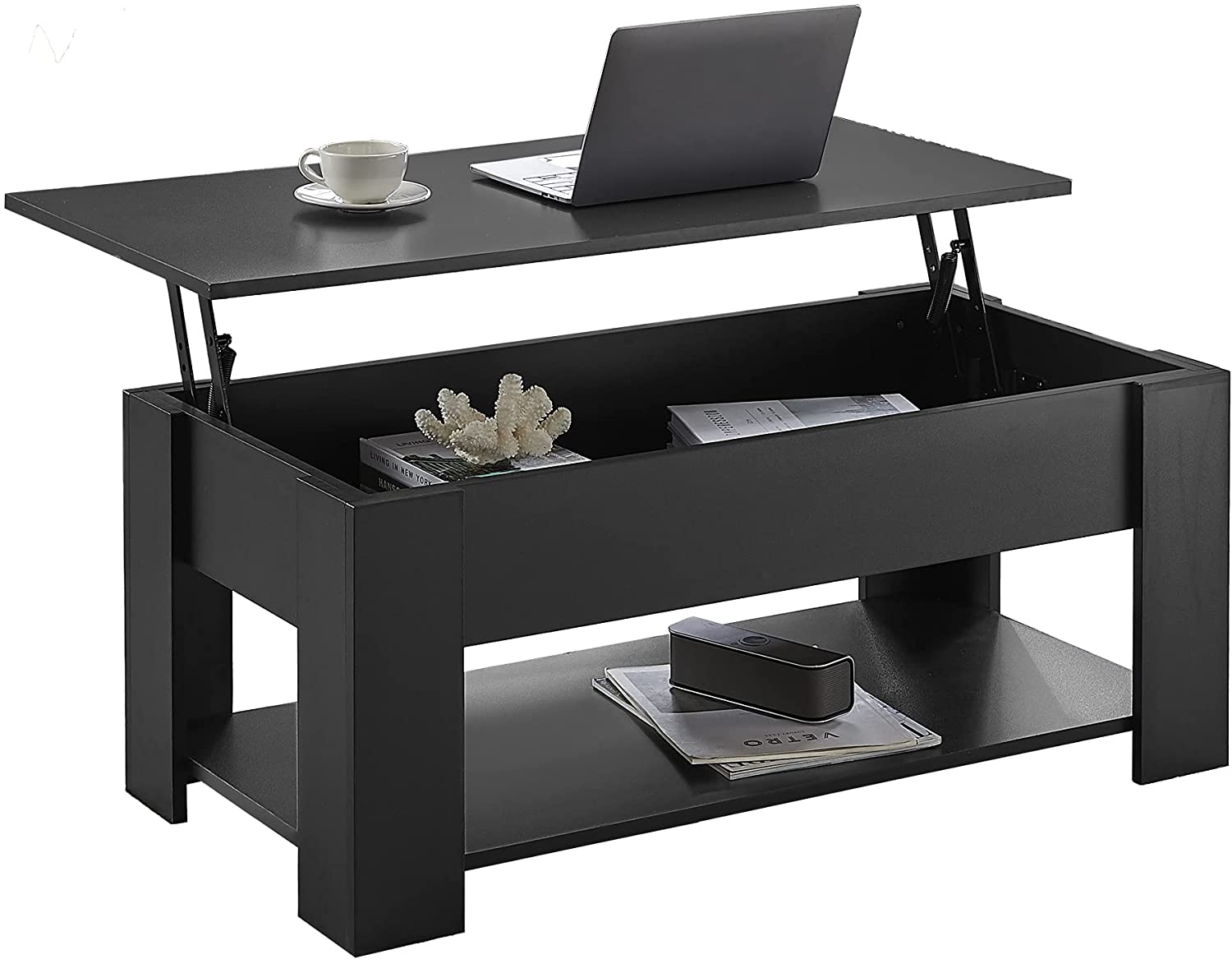 Lift Top Coffee Table with Storage Compartment, Black