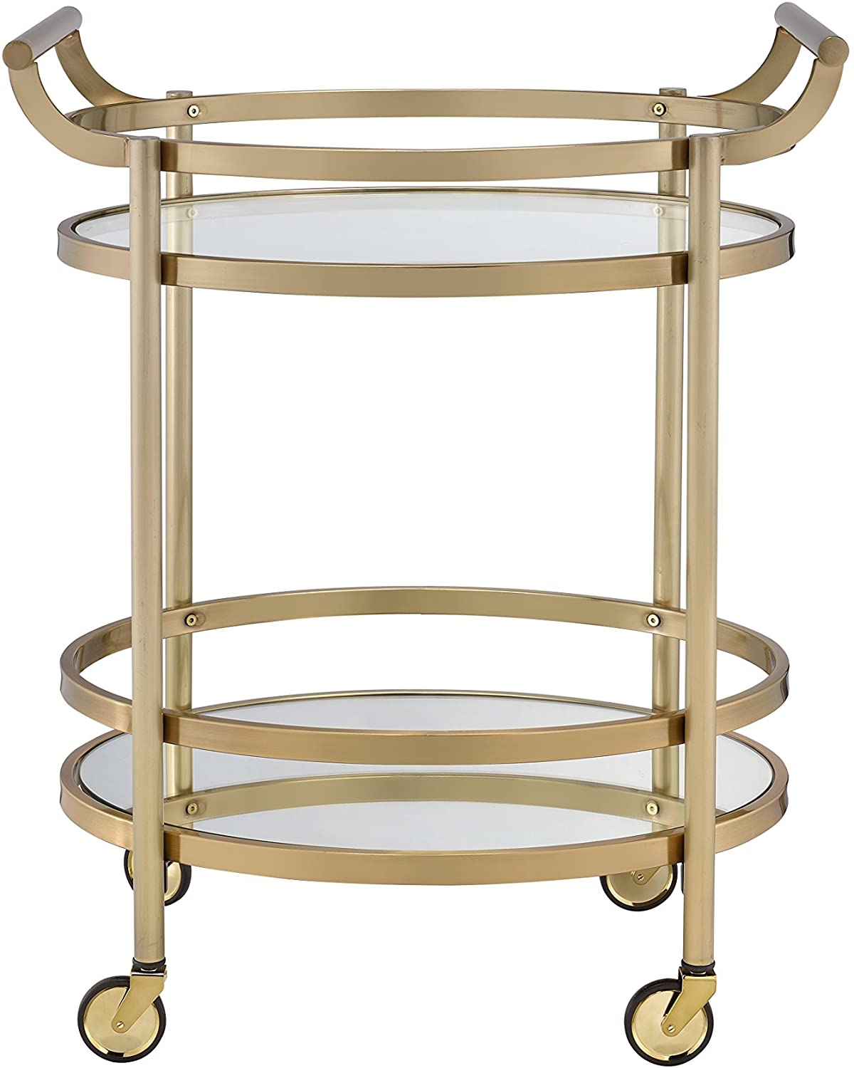 Lakelyn Serving Cart, Brushed Bronze & Clear Glass 98190