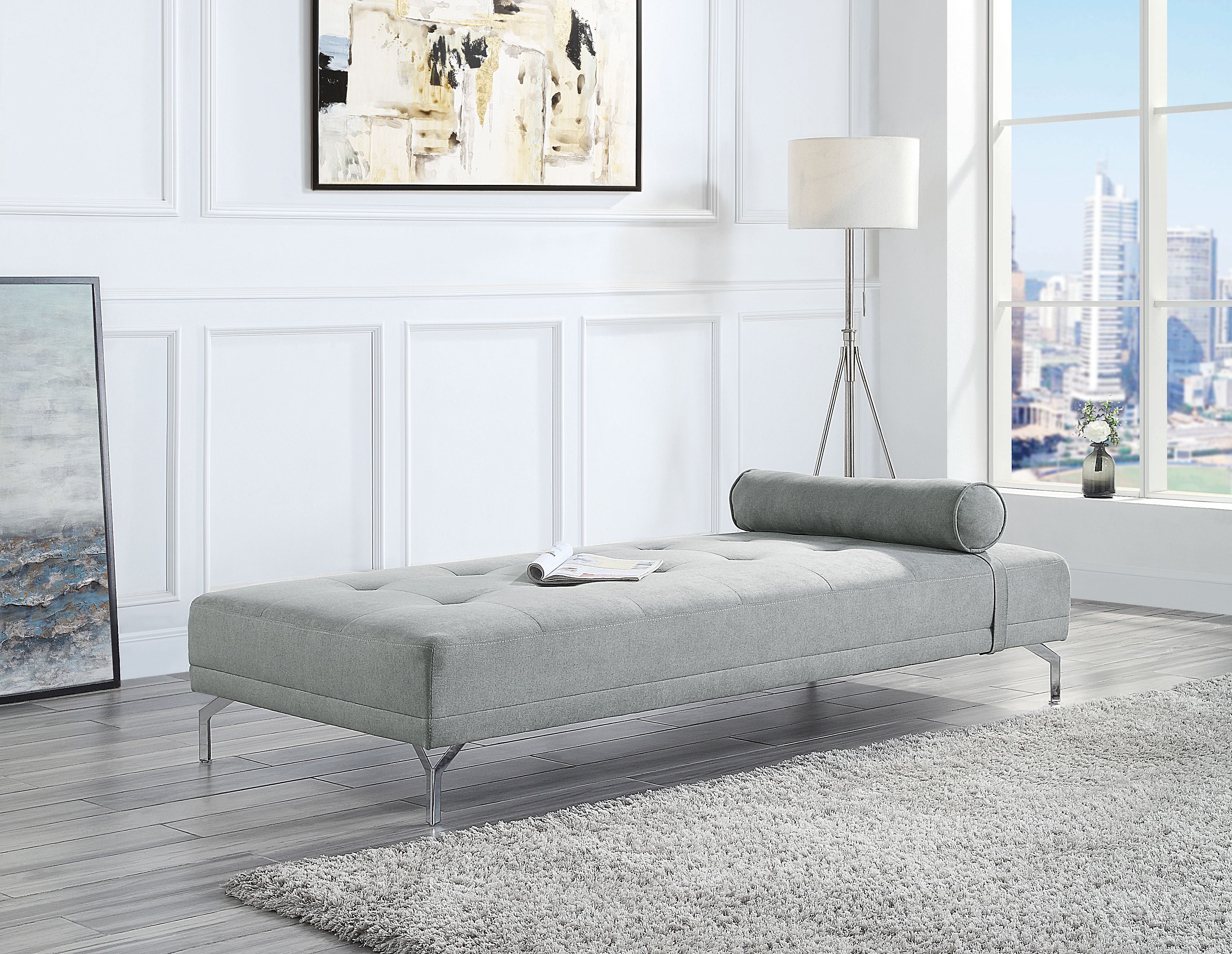 Sofa Bed w/Pillow in Gray Melange Velvet