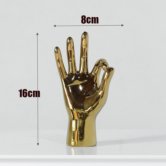 Gold Hand & Finger Gesture Figurine -  Gold Ornament Modern Home Decoration