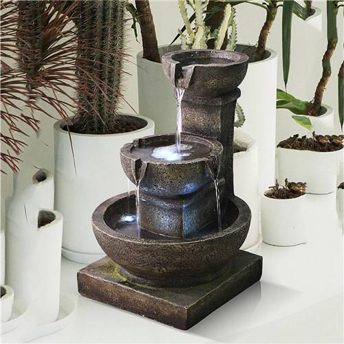 16inches Outdoor Water Fountain with LED Light for Outdoor Indoor Decor