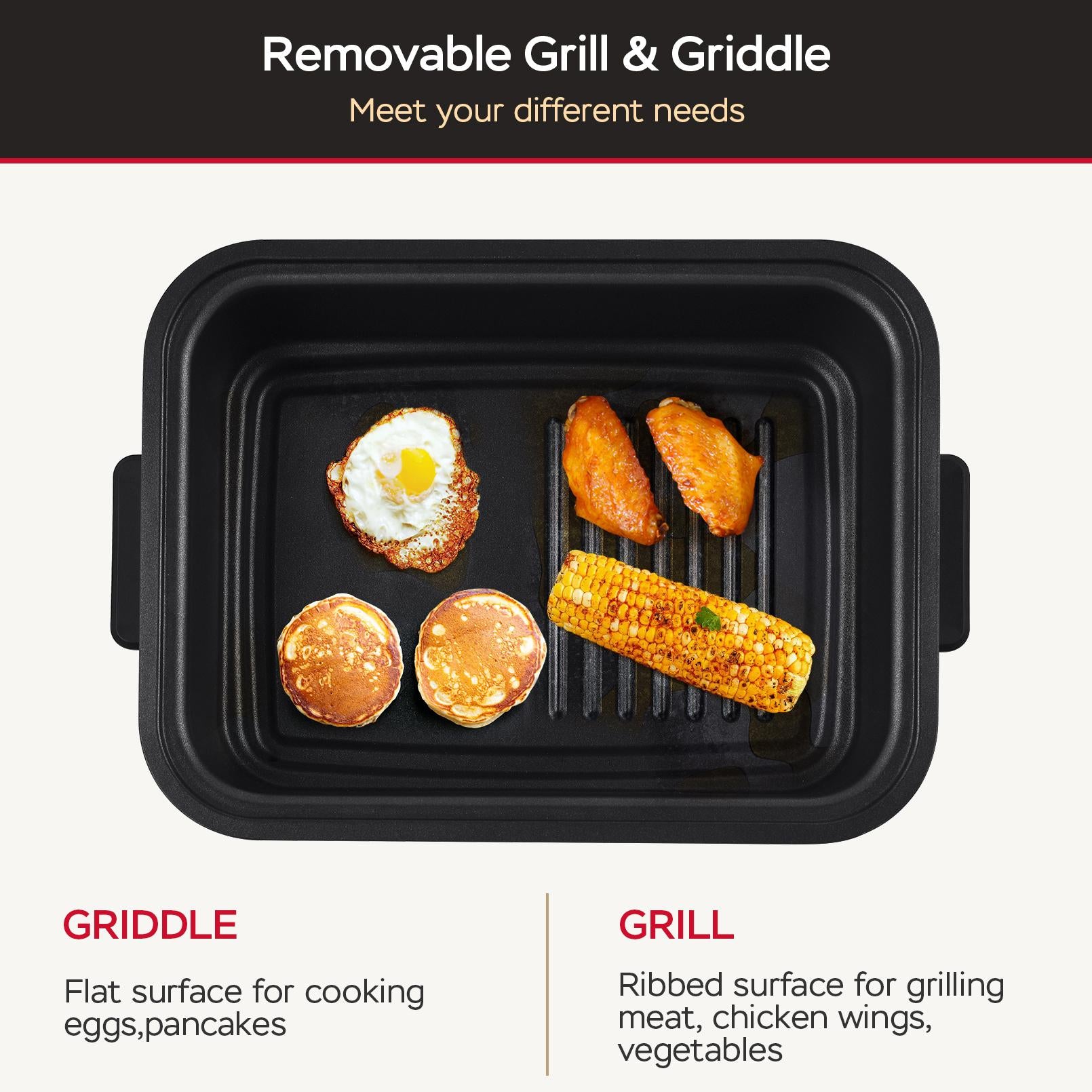 Geek Chef 7 In 1 Smokeless Electric Indoor Grill,  Portable 2 in 1 Indoor Tabletop Grill & Griddle Ban on Amazon