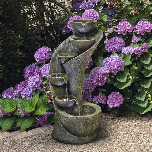 23.5inches Outdoor Water Fountain with LED Light for Outdoor Space or Indoor Decor