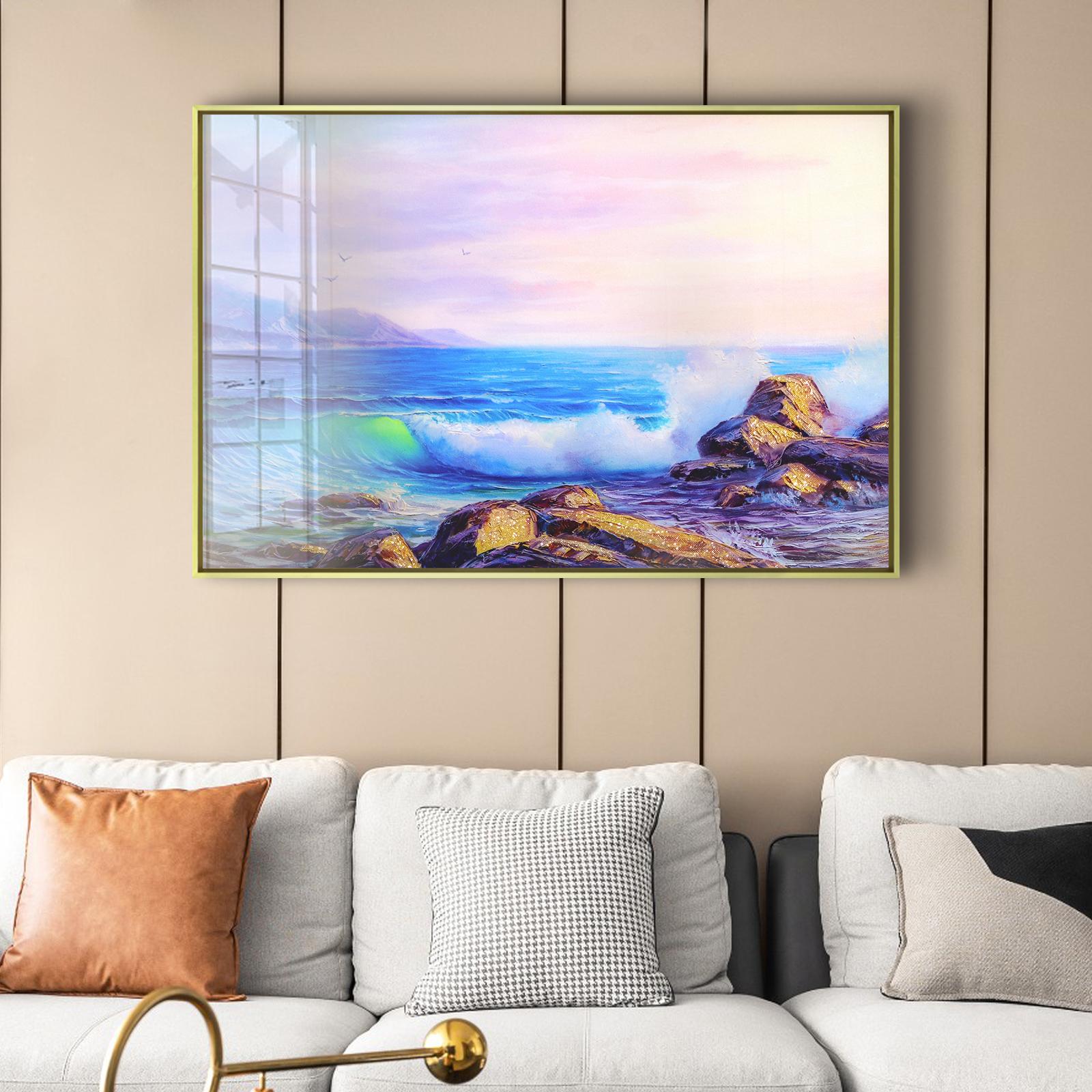 Ocean Sunset Tempered Glass Printing Wall Art , Modern Wall Art, Extra Large Wall Art,Modern Glass Art,Beach Nature Art, Christmas Gift