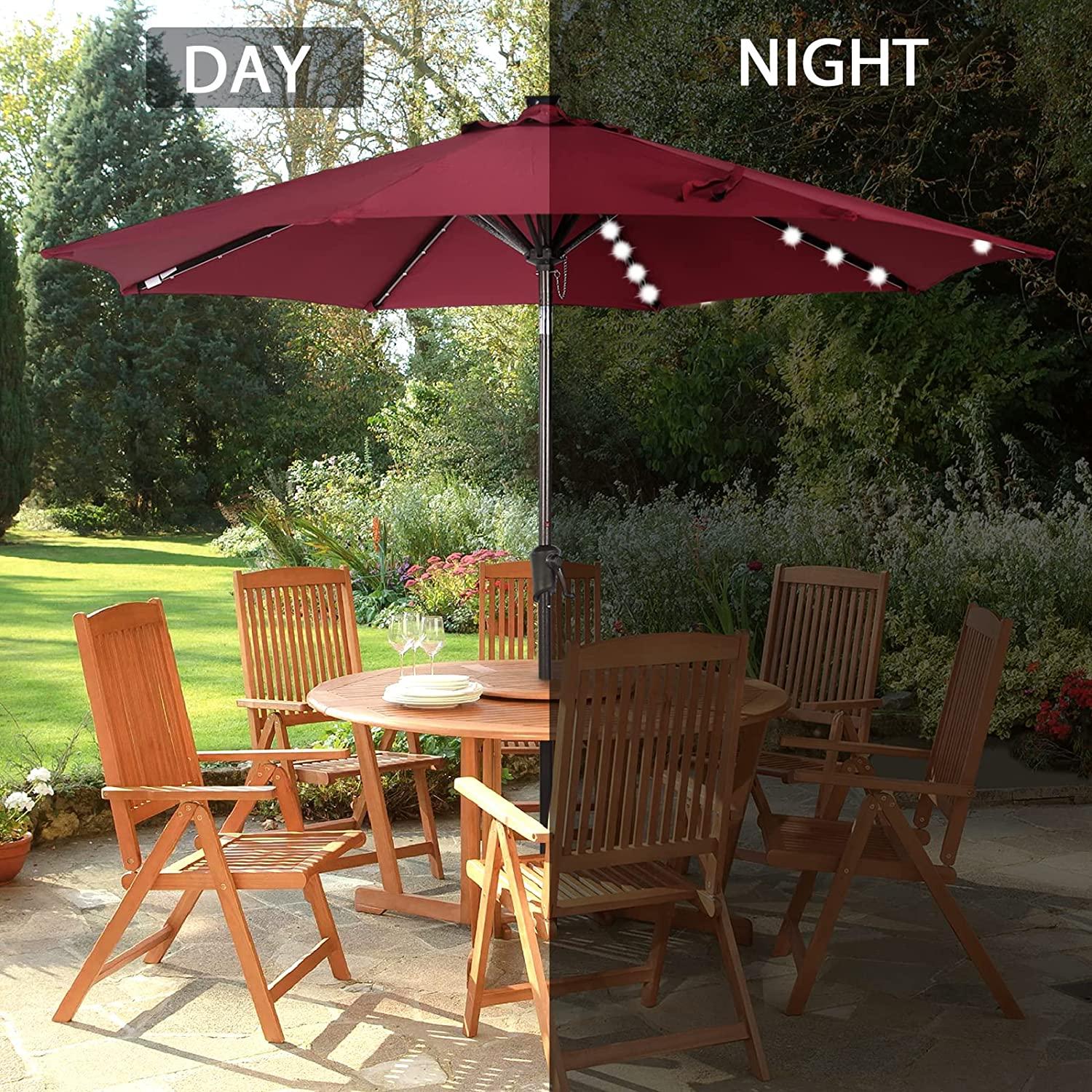 9’ Solar Patio Umbrella with 32 LED Lights