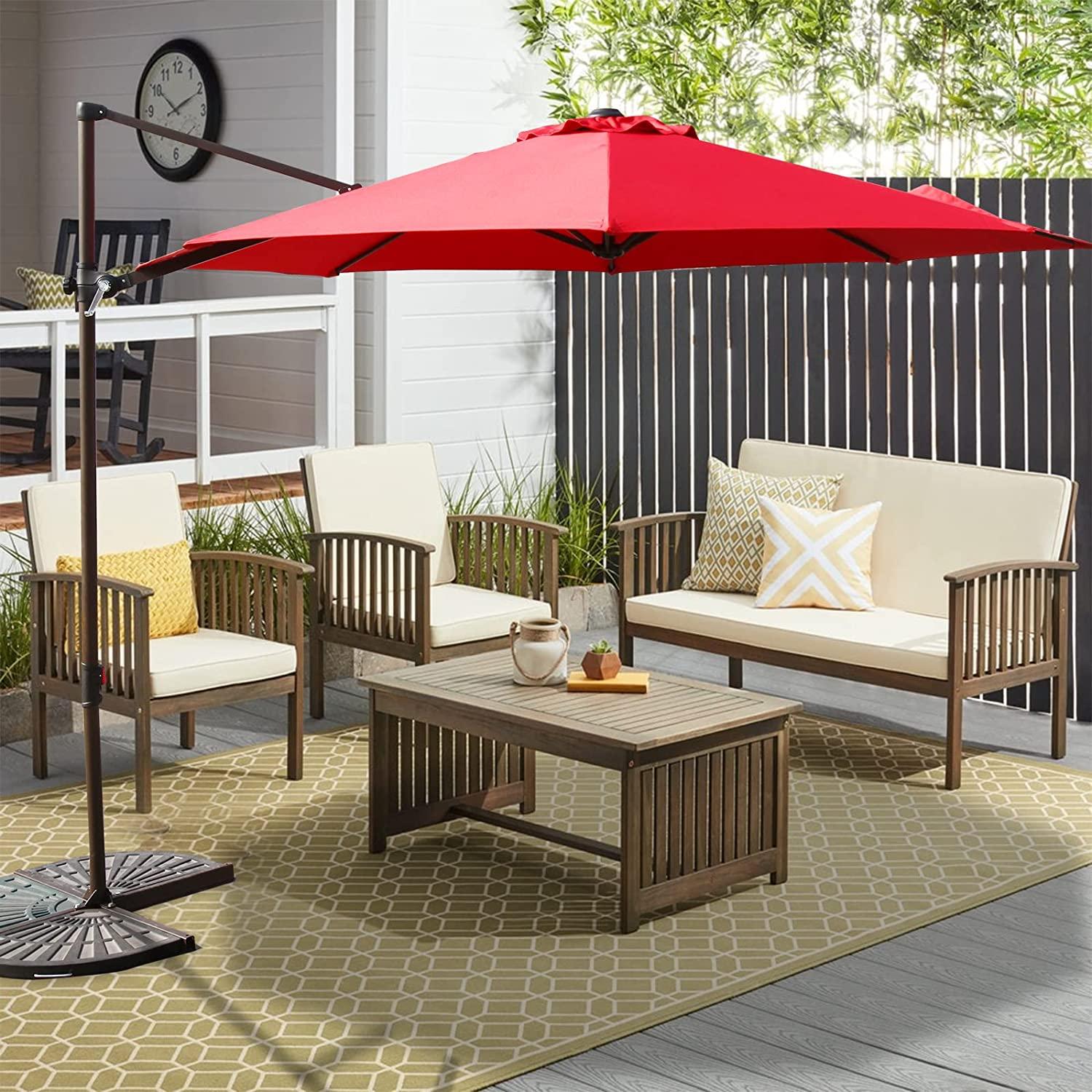 10FT Outdoor Aluminum Patio Umbrella （Cross Base Only, Fan Shaped Base Not Included）