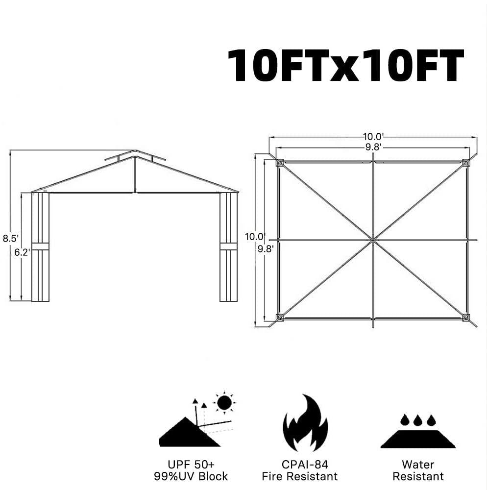 10x10 Ft Patio Gazebo Outdoor Instant Canopy