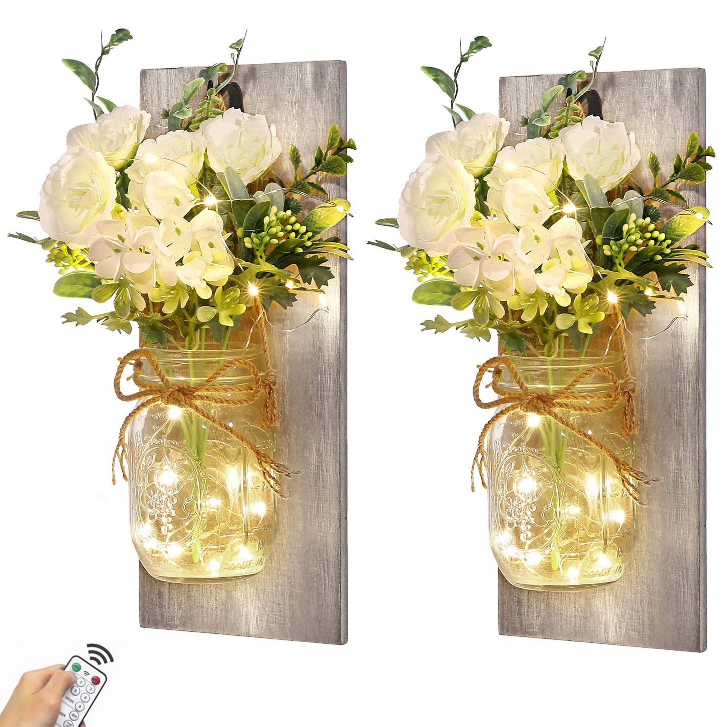 Mason Flower Wall Lamp Decoration